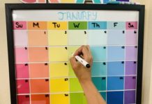 DIY Dry Erase Calendar