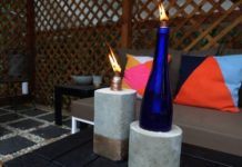 DIY Concrete Tabletop Bottle Torches