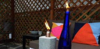 DIY Concrete Tabletop Bottle Torches