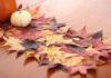 DIY Table Runner Created with Real Fall Leaves