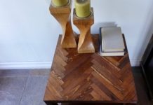 Use Paint Sticks to Create a Herringbone Pattern for a Tabletop