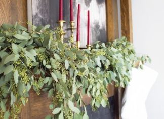 DIY Holiday Garland with Fresh Eucalyptus Leaves