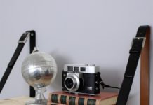 Leather and Wood Suspended Shelf