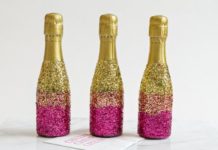 How to Decorate Mini-Champagne Bottles With Glitter