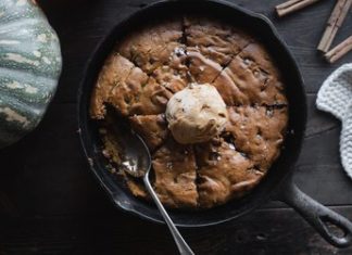 Cast Iron Skillet Recipe: Pumpkin Spice Chocolate Chip Cookie