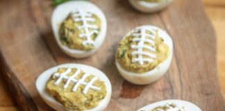 How to Make Guacamole Deviled Egg Footballs