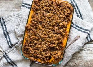 Family Favorite Sweet Potato Casserole Recipe with Crunchy Pecan Topping