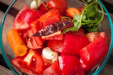 Vegetables ready to be microwaved.