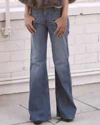 High-waisted, wide-legged jeans on the runway during Fall 2011 Mercedes-Benz Fashion Week in New York City.