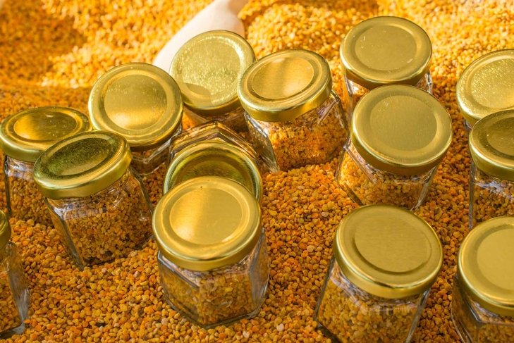 Pollen as healthy organic raw diet food  in jar